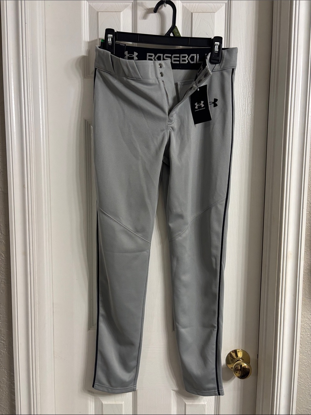 Under Armour Light Gray Baseball Pants with Black Trim